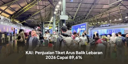 KAI: Penjualan Tiket Arus Balik Lebaran 2026 Capai 89,6%