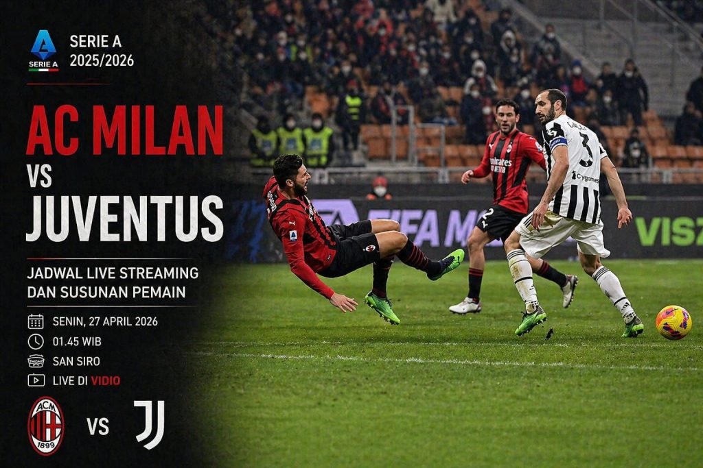Serie A 2026 Ac Milan vs Juventus : Jadwal Live Streaming dan Susunan Pemain