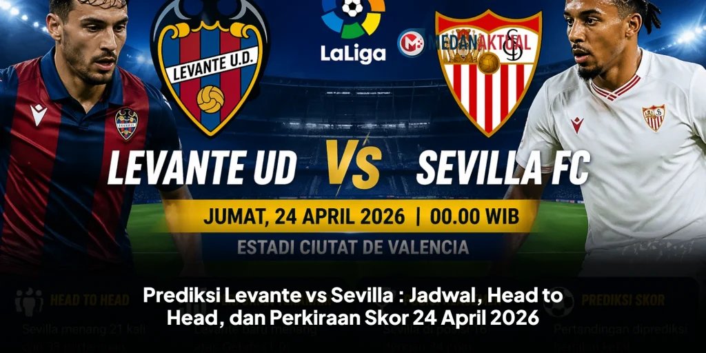 Prediksi Levante vs Sevilla : Jadwal, Head to Head, dan Perkiraan Skor 24 April 2026