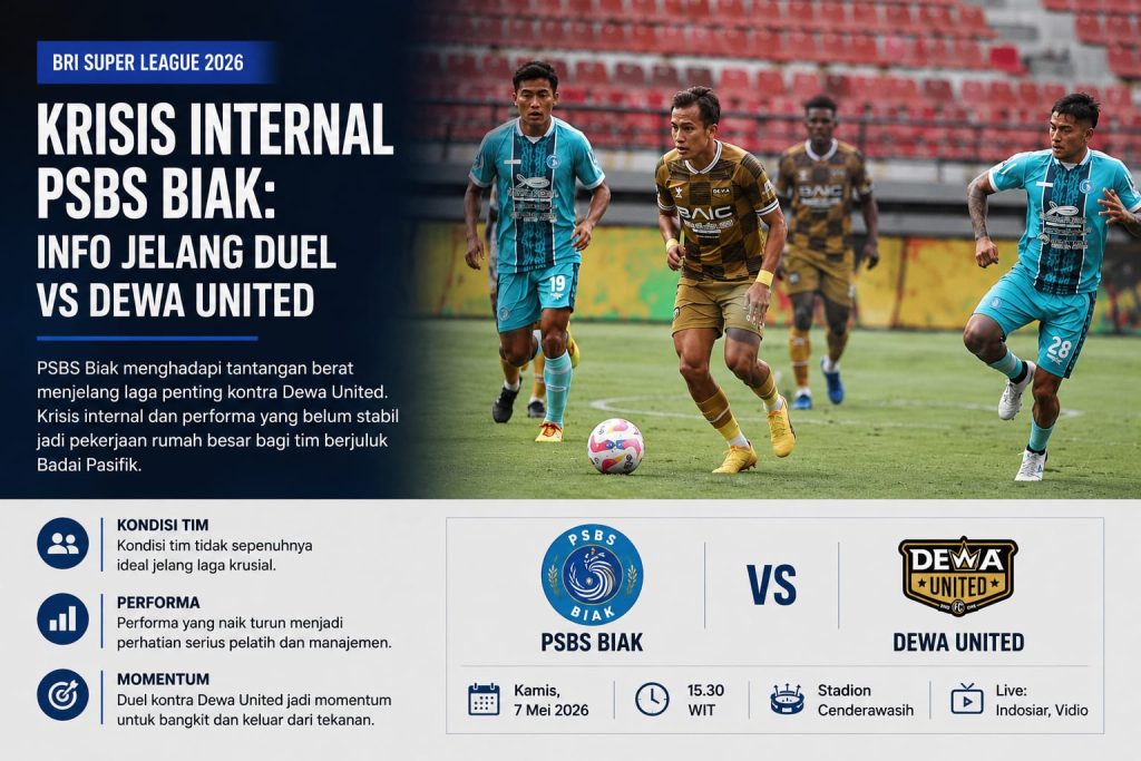 Krisis Internal PSBS Biak: BRI Super League 2026 Info Jelang Duel vs Dewa United