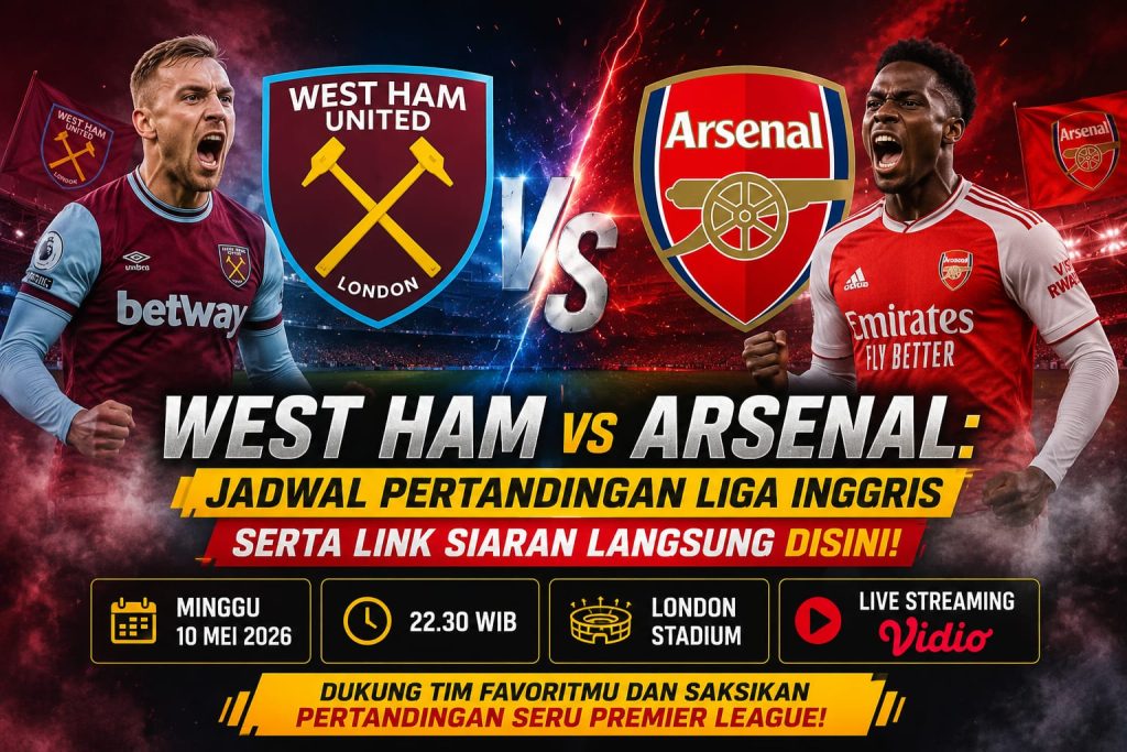 West Ham vs Arsenal: Jadwal Pertandingan Liga Inggris Serta Link Siaran Langsung Disini!