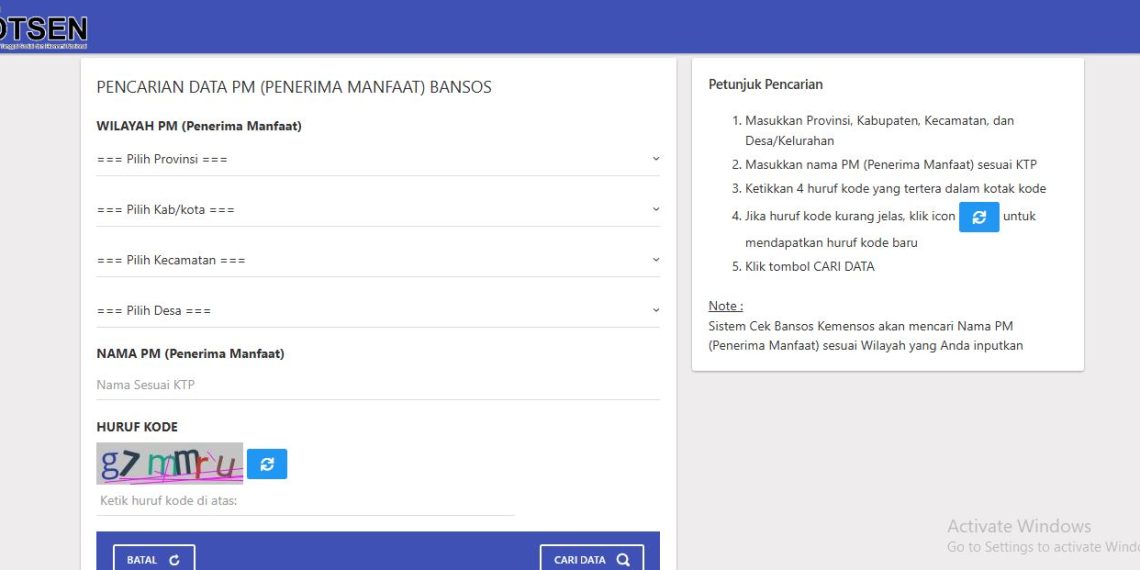 Cara Cek Bansos 2026 Melalui Laman Web Kemensos Dengan Menggunakan KTP