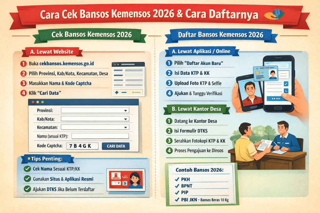 Cara Cek Bansos Kemensos 2026 dan Cara Daftarnya