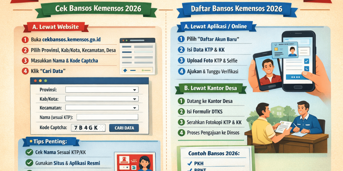 Cara Cek Bansos Kemensos 2026 dan Cara Daftarnya