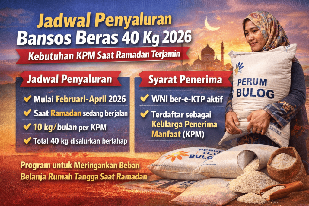 Jadwal Penyaluran Bansos Beras 40 Kg 2026, Kebutuhan KPM Saat Ramadan Terjamin