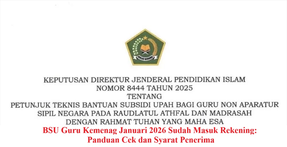 BSU Guru Kemenag Januari 2026 Sudah Masuk Rekening: Panduan Cek dan Syarat Penerima