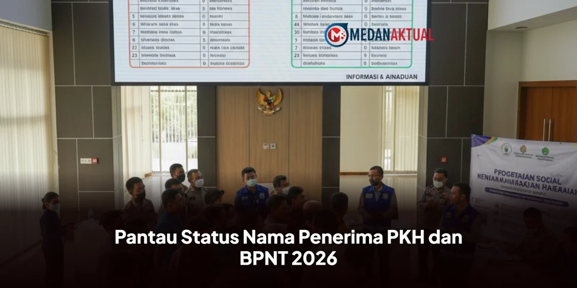 buatkan gambar tentang Pantau Status Nama Penerima PKH dan BPNT 2026