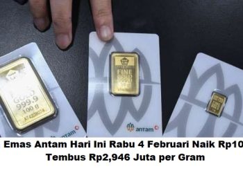 Harga Emas Antam Hari Ini Rabu 4 Februari Naik Rp102.000: Tembus Rp2,946 Juta per Gram