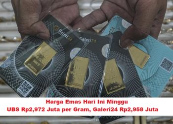 Harga Emas Hari Ini Minggu: UBS Rp2,972 Juta per Gram, Galeri24 Rp2,958 Juta