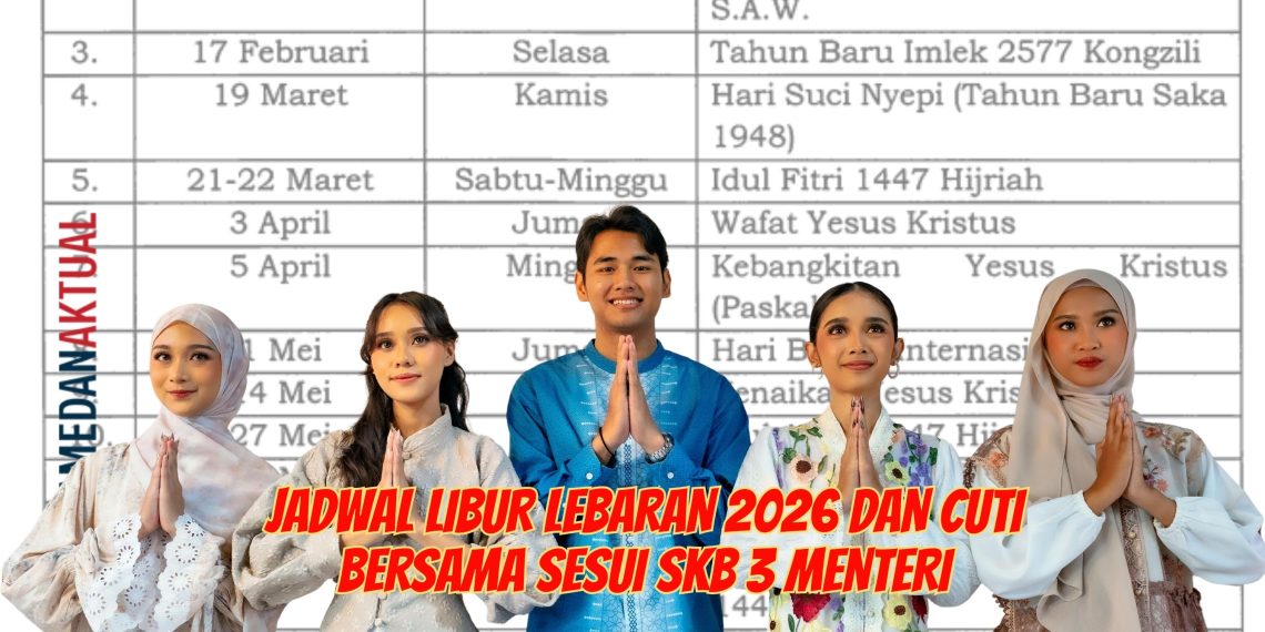 Jadwal Libur Lebaran 2026 dan Cuti Bersama Sesui SKB 3 Menteri
