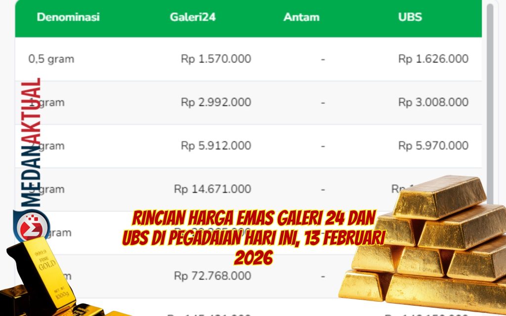 Rincian Harga Emas Galeri 24 dan UBS di Pegadaian Hari Ini, 13 Februari 2026