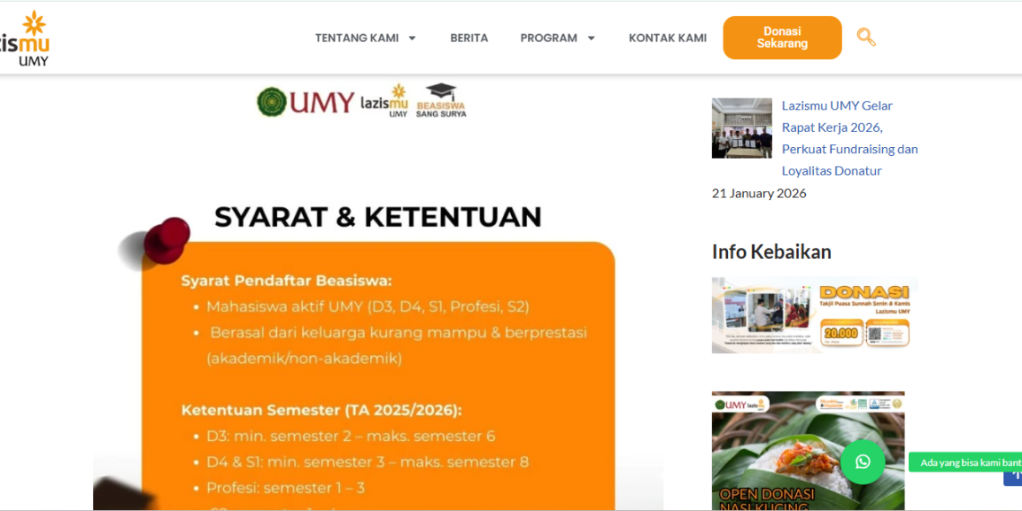 Peluang Beasiswa Sang Surya 2025/2026 Batch II Dibuka untuk Mahasiswa UMY