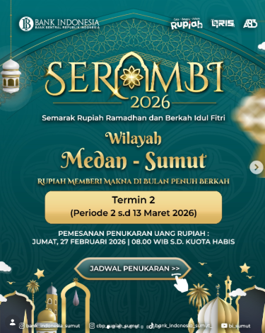 BI Buka Penukaran Uang Ramadhan 2026 di Medan, Cek Jadwalnya