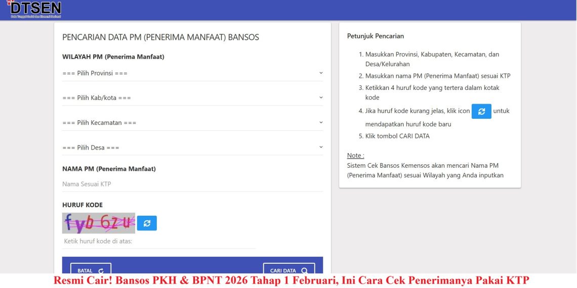 Resmi Cair! Bansos PKH & BPNT 2026 Tahap 1 Februari, Ini Cara Cek Penerimanya Pakai KTP