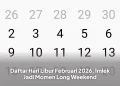 Daftar Hari Libur Februari 2026, Imlek Jadi Momen Long Weekend