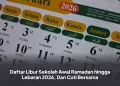 Daftar Libur Sekolah Awal Ramadan hingga Lebaran 2026, Dan Cuti Bersama
