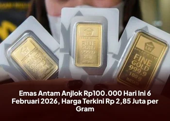 Emas Antam Anjlok Rp100.000 Hari Ini 6 Februari 2026, Harga Terkini Rp 2,85 Juta per Gram