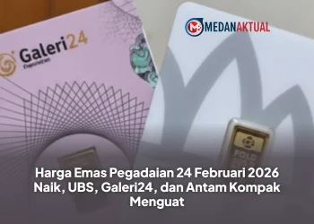 Harga Emas Pegadaian 24 Februari 2026 Naik, UBS, Galeri24, dan Antam Kompak Menguat