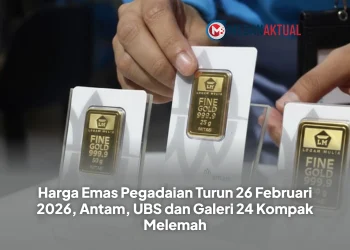 Harga Emas Pegadaian Turun 26 Februari 2026, Antam, UBS dan Galeri 24 Kompak Melemah