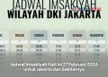 Jadwal Imsakiyah Hari Ini 27 Februari 2026 untuk Jakarta dan Sekitarnya