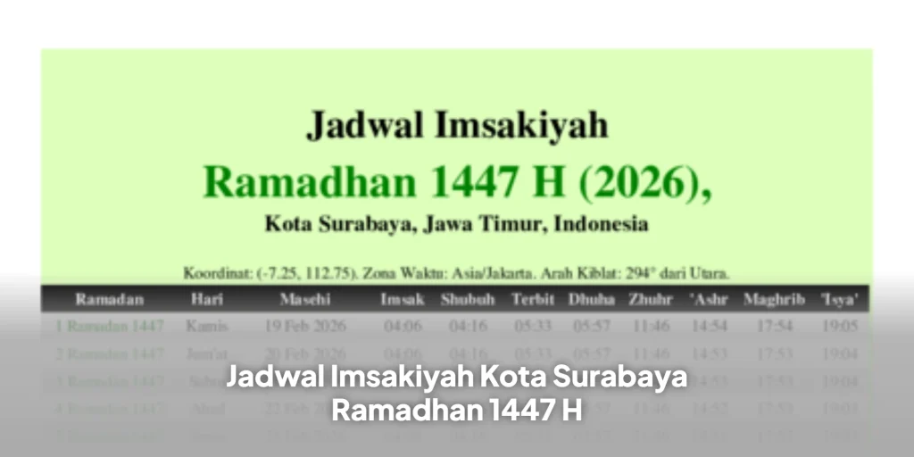 Jadwal Shalat Kota Surabaya di Bulan Ramadhan 1447 H