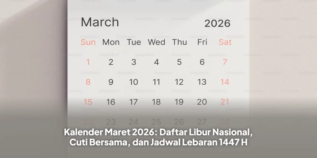 Kalender Maret 2026: Daftar Libur Nasional, Cuti Bersama, dan Jadwal Lebaran 1447 H