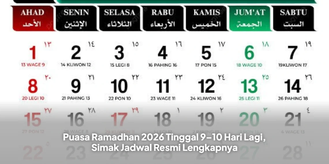 Puasa Ramadhan 2026 Tinggal 9–10 Hari Lagi, Simak Jadwal Resmi Lengkapnya