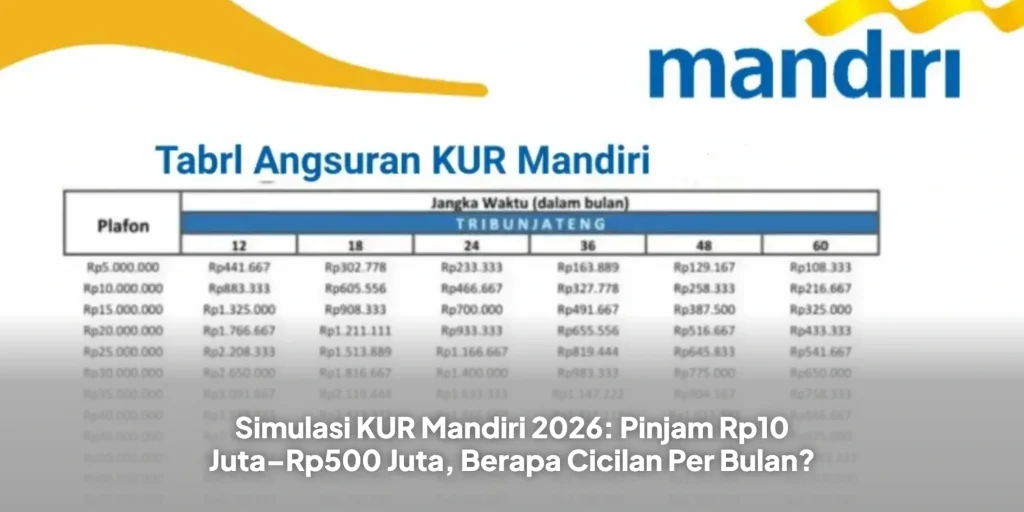 Simulasi KUR Mandiri 2026: Pinjam Rp10 Juta–Rp500 Juta, Berapa Cicilan Per Bulan?