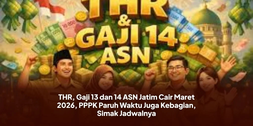 THR, Gaji 13 dan 14 ASN Jatim Cair Maret 2026, PPPK Paruh Waktu Juga Kebagian, Simak Jadwalnya