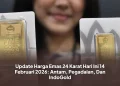 Update Harga Emas 24 Karat Hari Ini 14 Februari 2026: Antam, Pegadaian, Dan IndoGold