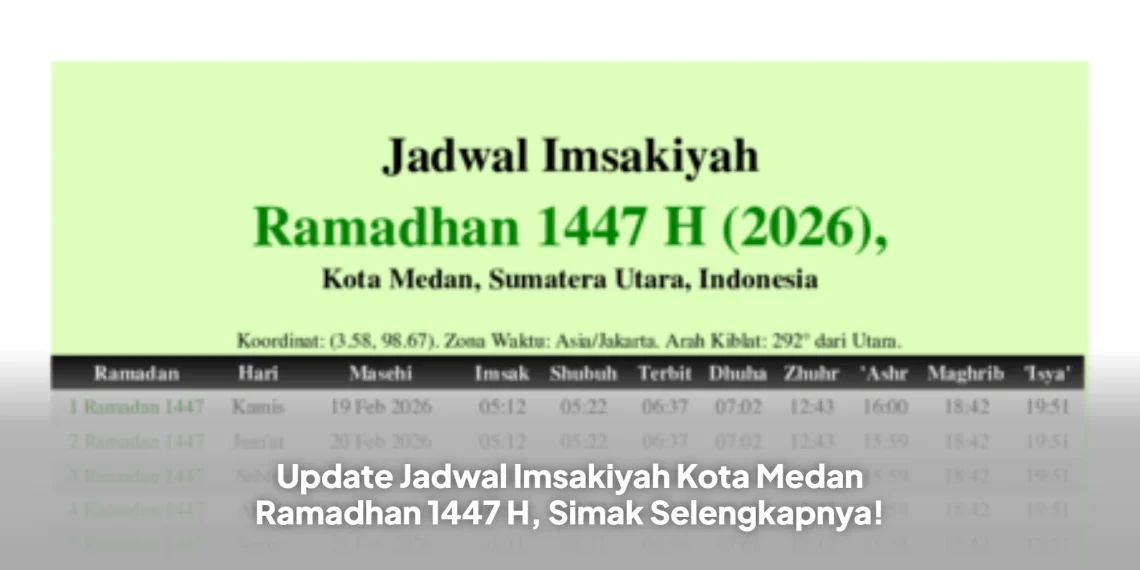 Update Jadwal Imsakiyah Kota Medan Ramadhan 1447 H, Simak Selengkapnya!