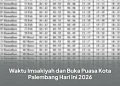 Waktu Imsakiyah dan Buka Puasa Kota Palembang Hari Ini 2026