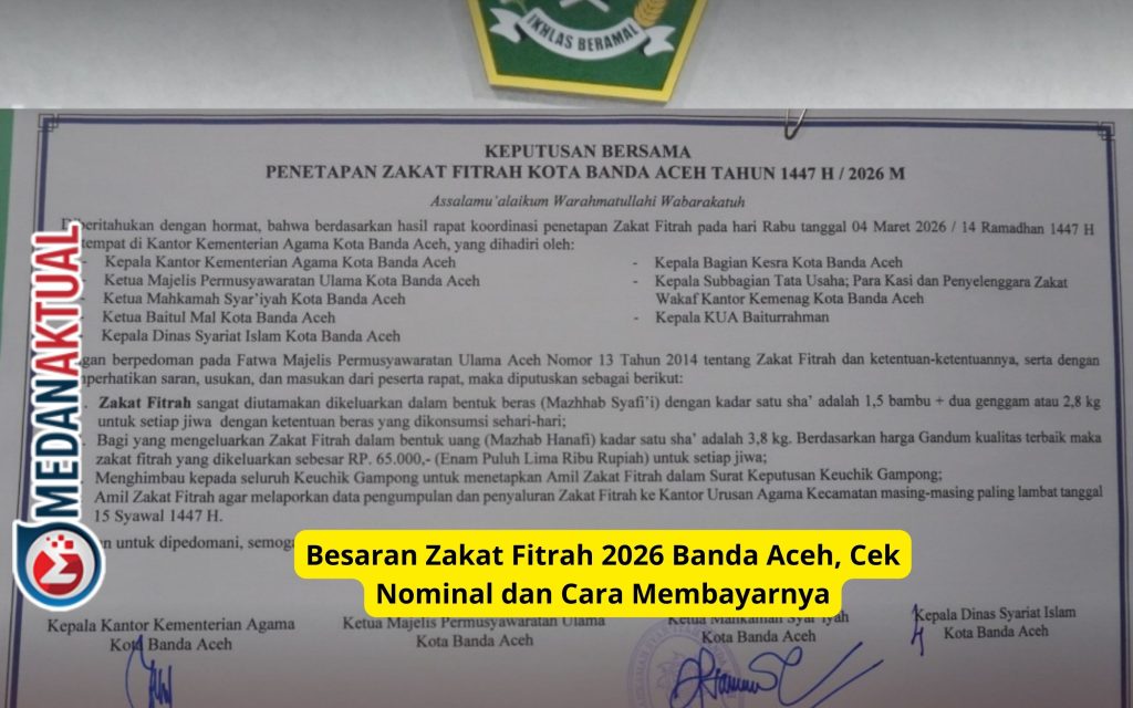 Besaran Zakat Fitrah 2026 Banda Aceh, Cek Nominal dan Cara Membayarnya
