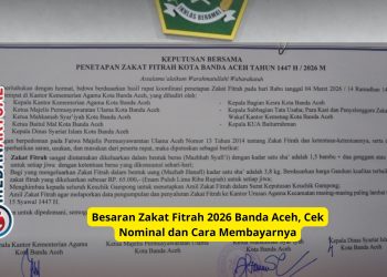 Besaran Zakat Fitrah 2026 Banda Aceh, Cek Nominal dan Cara Membayarnya