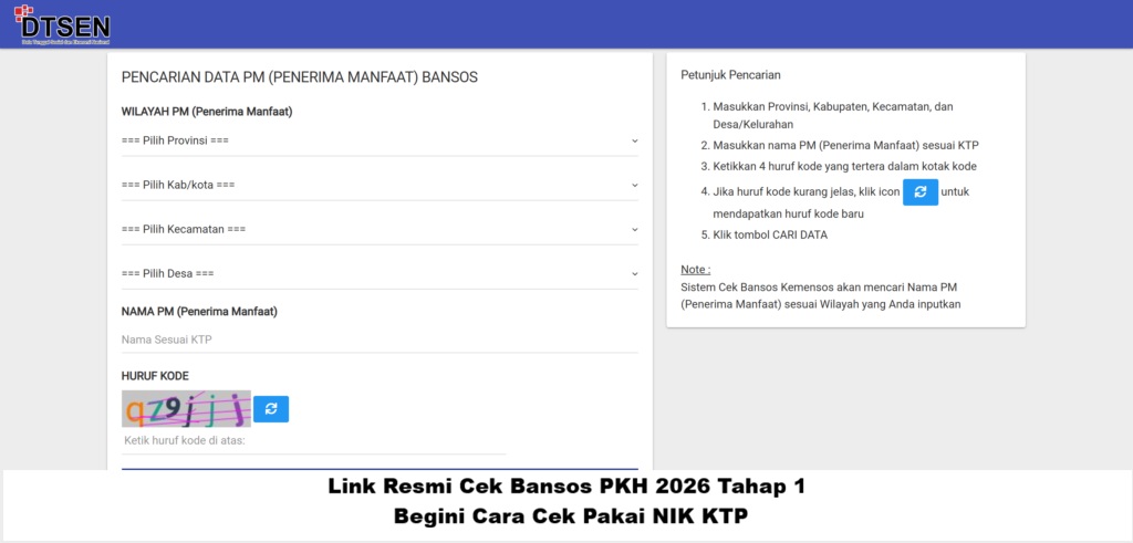 Link Resmi Cek Bansos PKH 2026 Tahap 1, Begini Cara Cek Pakai NIK KTP