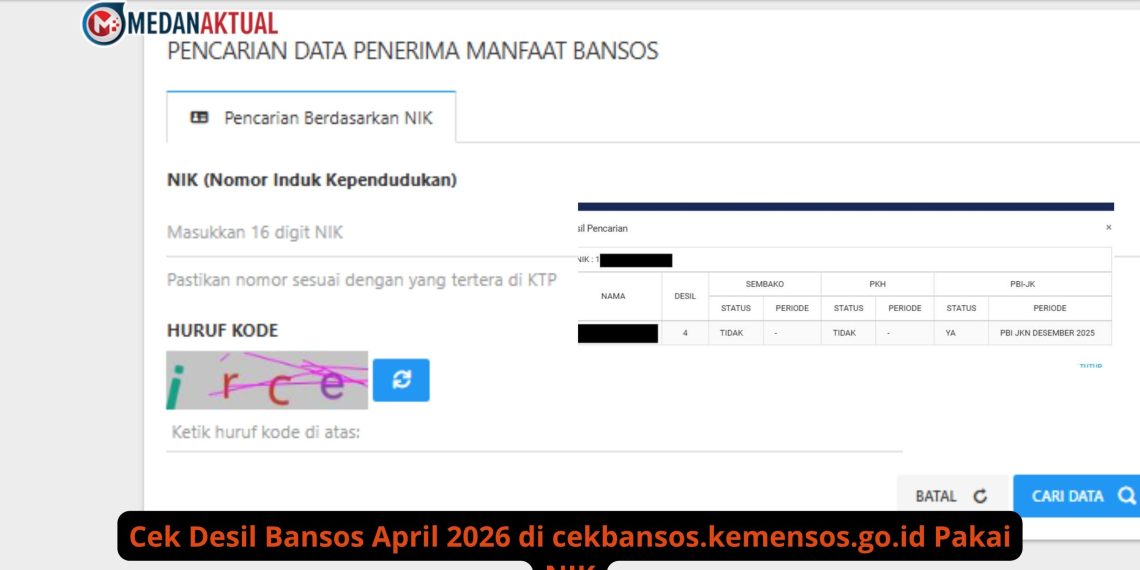 Cek Desil Bansos April 2026 di cekbansos.kemensos.go.id Pakai NIK