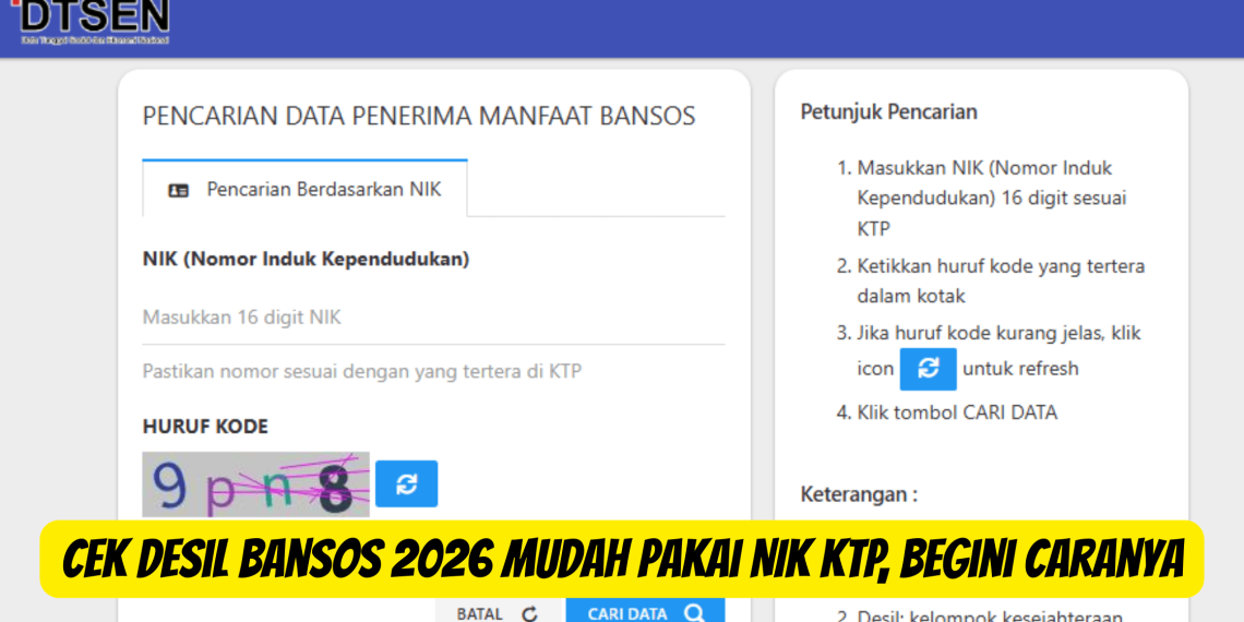 Cek Desil Bansos 2026 Mudah Pakai NIK KTP, Begini Caranya