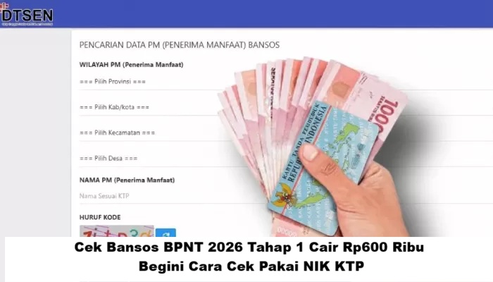 Cek Bansos BPNT 2026 Tahap 1 Cair Rp600 Ribu, Begini Cara Cek Pakai NIK KTP