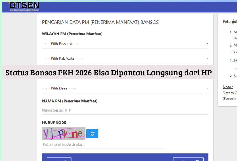Status Bansos PKH 2026 Bisa Dipantau Langsung dari HP
