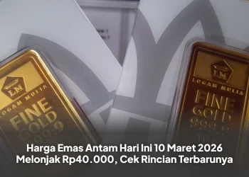 Harga Emas Antam Hari Ini 10 Maret 2026 Melonjak Rp40.000, Cek Rincian Terbarunya