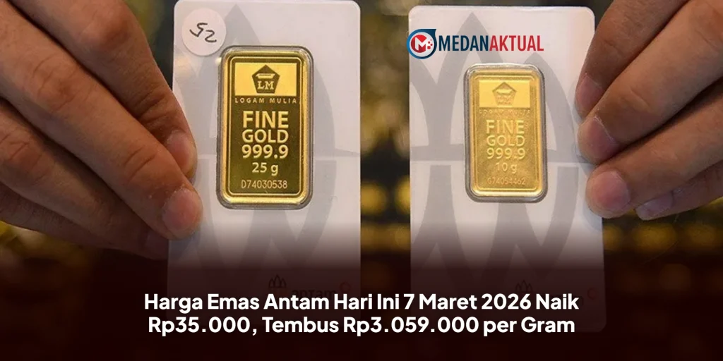 Harga Emas Antam Hari Ini 7 Maret 2026 Naik Rp35.000, Tembus Rp3.059.000 per Gram