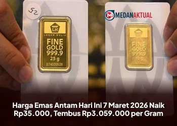 Harga Emas Antam Hari Ini 7 Maret 2026 Naik Rp35.000, Tembus Rp3.059.000 per Gram