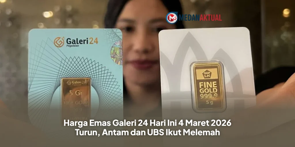 Harga Emas Galeri 24 Hari Ini 4 Maret 2026 Turun, Antam dan UBS Ikut Melemah