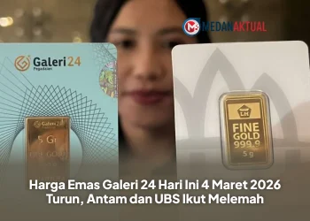 Harga Emas Galeri 24 Hari Ini 4 Maret 2026 Turun, Antam dan UBS Ikut Melemah