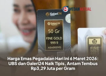 Harga Emas Pegadaian Hari Ini 6 Maret 2026: UBS dan Galeri24 Naik Tipis, Antam Tembus Rp3,29 Juta per Gram