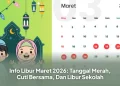 Info Libur Maret 2026: Tanggal Merah, Cuti Bersama, Dan Libur Sekolah