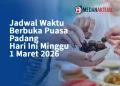 Jadwal Waktu Berbuka Puasa Padang Hari Ini Minggu 1 Maret 2026