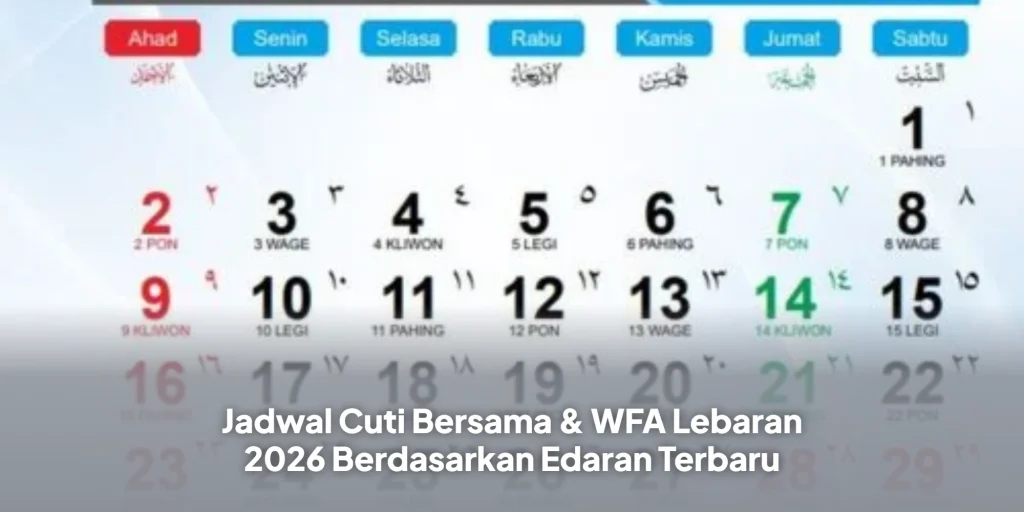 Jadwal Cuti Bersama & WFA Lebaran 2026 Berdasarkan Edaran Terbaru