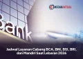 Jadwal Layanan Cabang BCA, BNI, BSI, BRI, dan Mandiri Saat Lebaran 2026