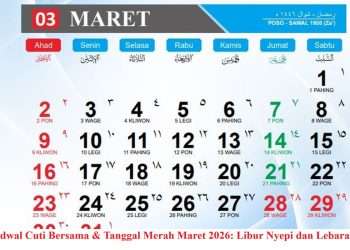 Jadwal Cuti Bersama & Tanggal Merah Maret 2026: Libur Nyepi dan Lebaran
